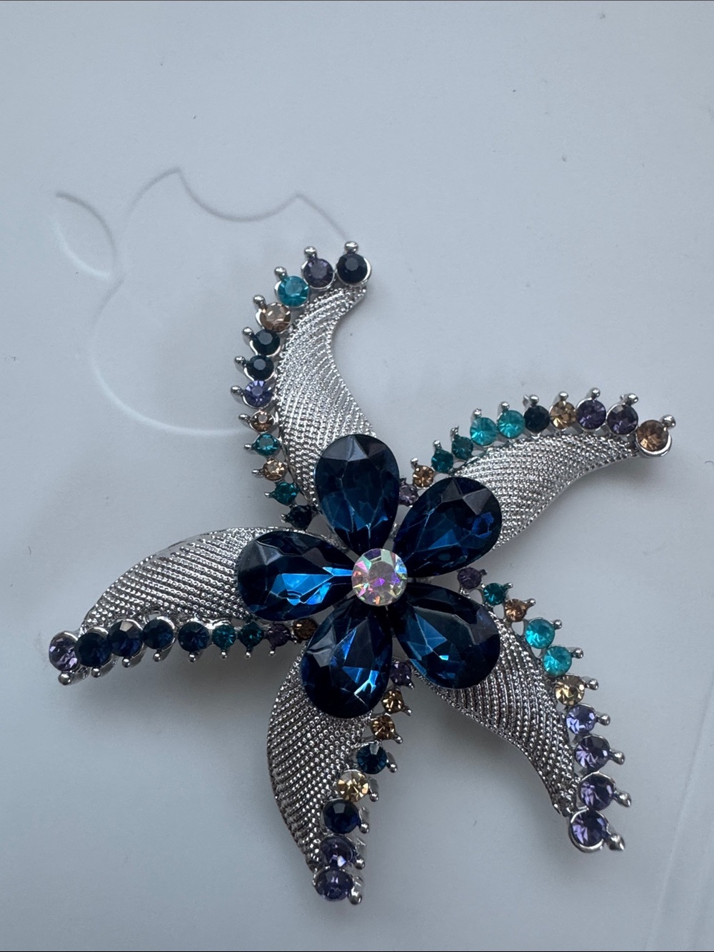 New Navy Crystal Starfish Brooch - Women's Jewelry